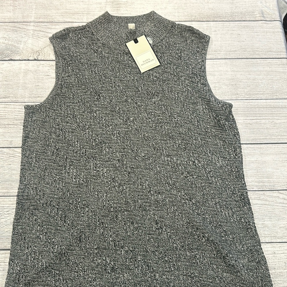 Women’s Dana Buchanan sleeveless sweater knit top size XL BWT black marl
